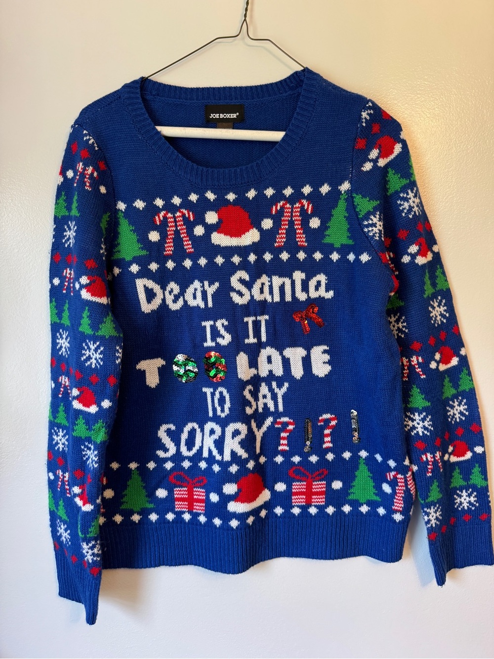 Joe Boxer Bright Blue 'Dear Santa' Holiday Novelty Sweater